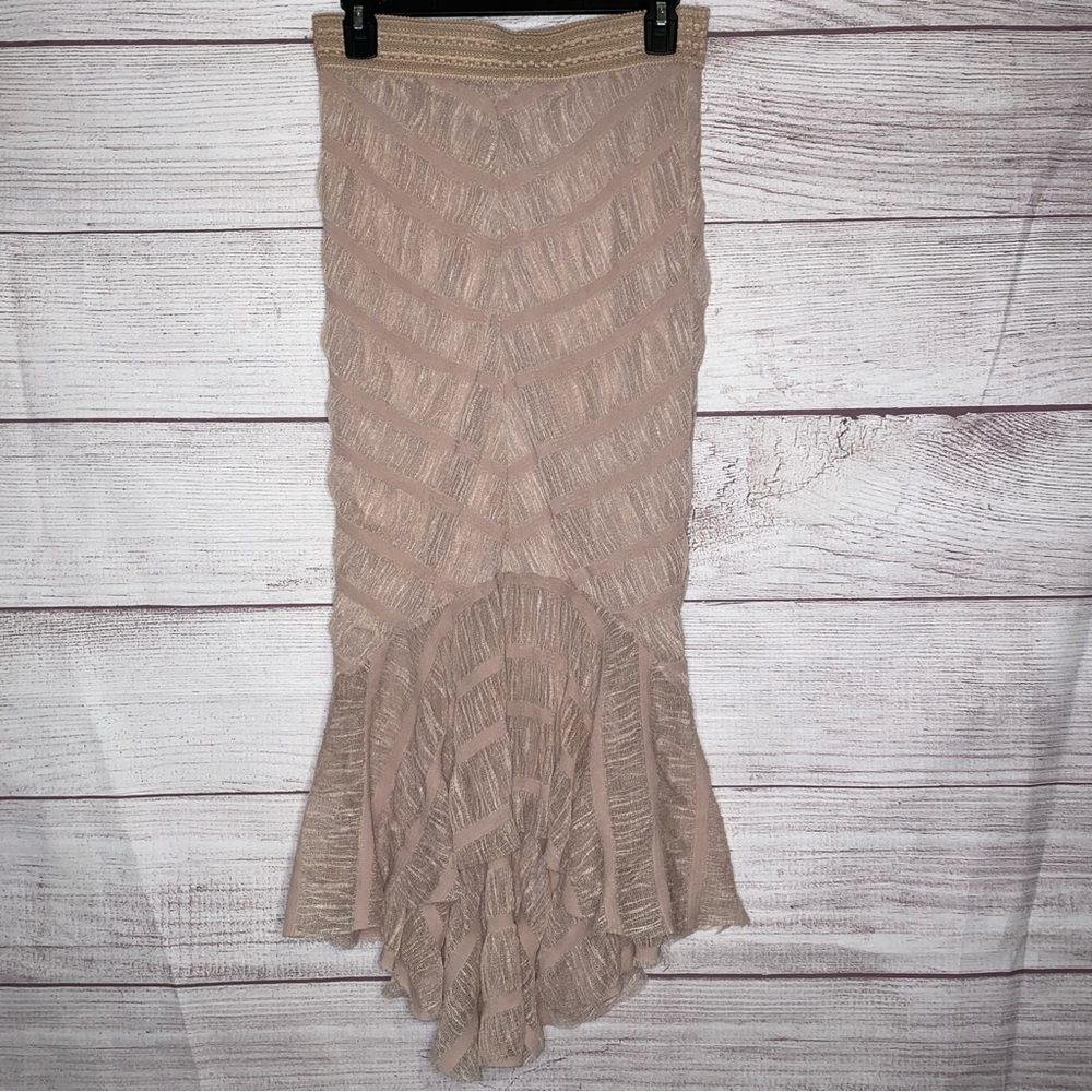 Free People Taupe High-Low Knit Midi Skirt